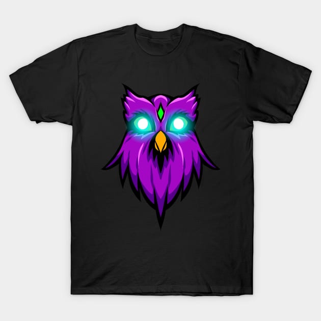 owl with glowing eyes T-Shirt by Brown777